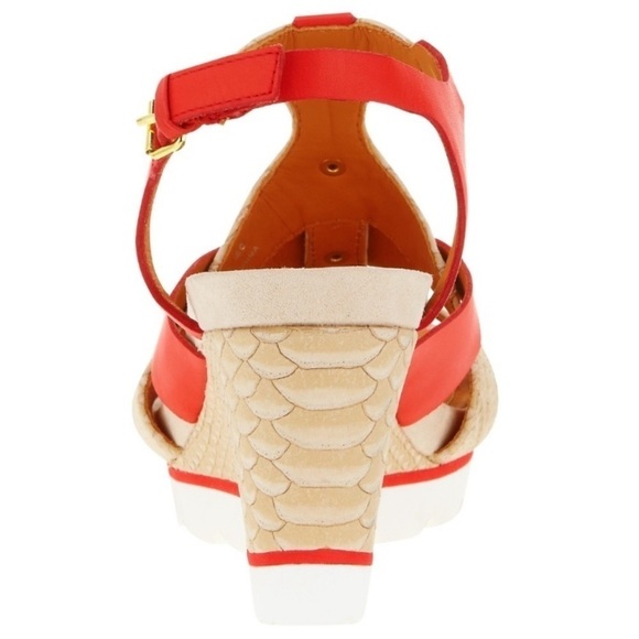 Geox Red Sophie Colour Block Sporty Wedge Sandals - Picture 3 of 16